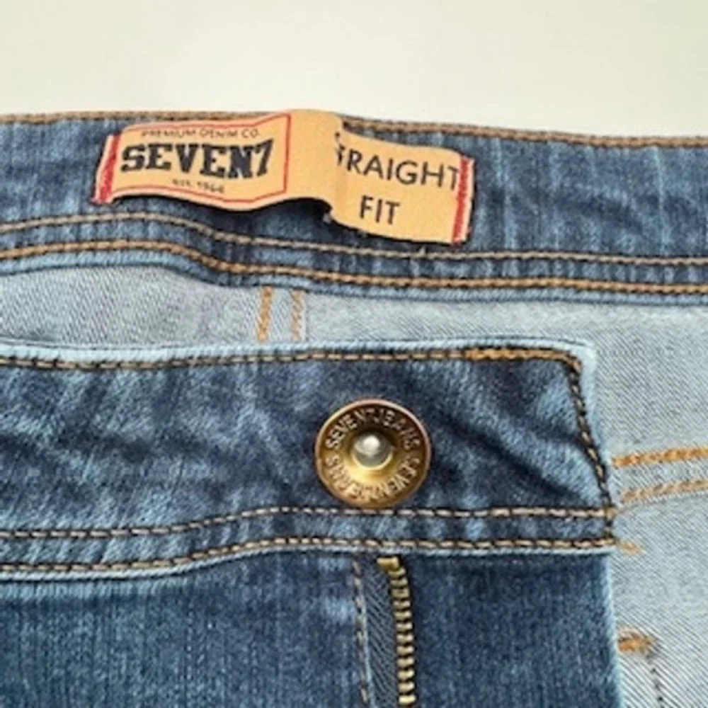 Seven7 Mens Straight Fit Jeans Blue Medium‎ Wash Stretch W38 L30